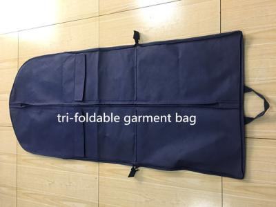 China Tri-foldable Suit Garment Bag navy non woven and polyester with shoe pocket for sale