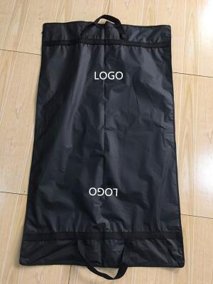 China Clips Suit Garment Bag Travel Black Peva Printed Webbing Handles 100*60 cm Size for sale