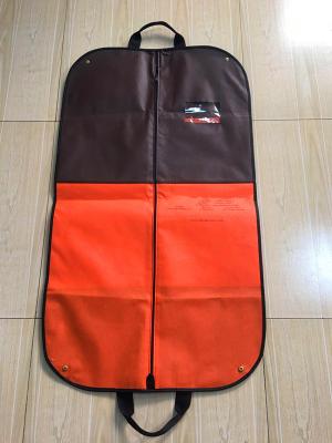 China Handle Suit Garment Bag Travel Colored Non Woven Printed With Clips 115*60 cm Size for sale