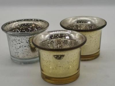 China Set of 3 Metallic Gold Finish Glass Candle Tealight Holders for sale