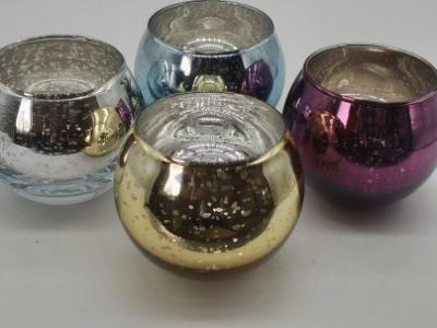 China Glass Golden Tea Light Candle Holders, wholesale round decoration glass vase gold for sale