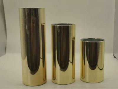 China Glass Golden Tea Light Candle Holders, cylinder shape polishing candle holder for sale