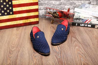 China Slip On Men'S Casual Shoes Blue / Black Custom With Metal Rivets for sale
