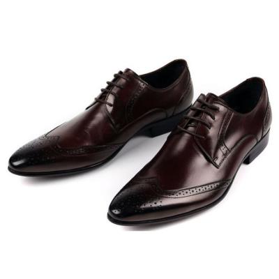 China Mens Full Grain Leather Shoes Stylish Brogue Design Men Pointed Formal Dress Shoes for sale