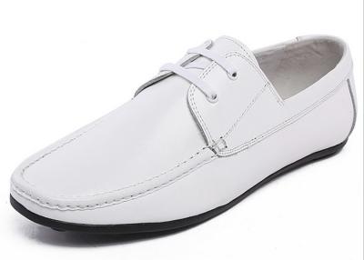 China White Cow Leather Business Casual Shoes , Original Design Modern Mens Slip On Loafers for sale