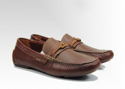 China Custom Brown Mens Leather Loafers Handmade Leather Flat Loafers for sale