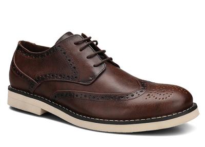 중국 로고 인쇄 남성 검은 가죽 더비 신발 사용자 지정 수작업 갈색 캐주얼 신발 판매용