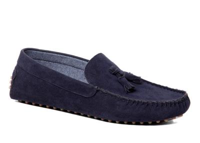 China Stitching Style Flats Mens Black Driving Shoes , Moccasin - Gommino Suede Driving Shoes for sale