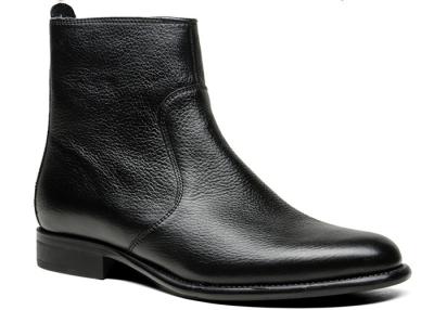 China Wedding Genuine Leather Mens Ankle Boots Black Leather High Top Boots for sale