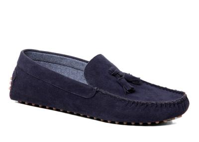 China Blue Breathable Mens Leather Loafers Blue Soft Leather Driving Shoes for sale