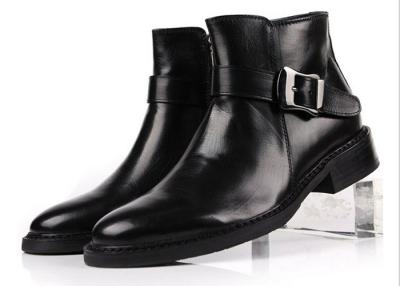 China British Style Mens Black Buckle Ankle Boots Personalized Mens Zipper Boots for sale
