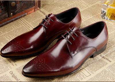 China Genuine Leather Men'S Wedding Dress Shoes Formal Business Shoes With Black Stitching for sale