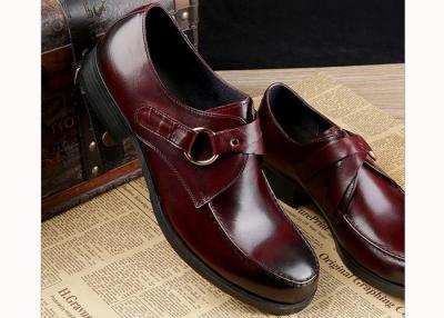 China Full Grain Leather Mans Dress Shoes Custom Business Monk Strap Bruine schoenen Te koop