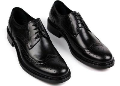 China Zapatos de vestir masculinos de cuero genuino de color marrón oscuro Zapatos de primavera de otoño en venta