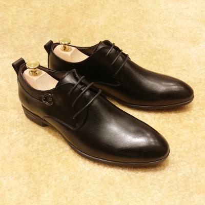 China Italian Genuine Leather Mens Shoes For Wedding , Black Formal Shoes With Laces for sale