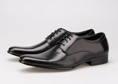 China Cow Leather Upper Lace Up Derby Shoes , Flat Heel Soft Mens Black Formal Shoes for sale