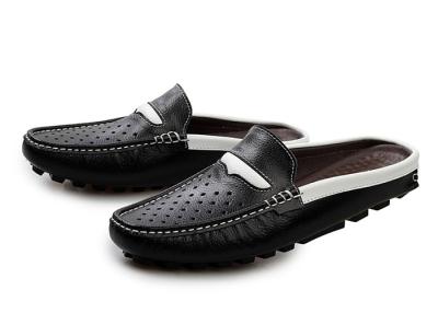 China Fashion Summer Genuine Leather Mens Sandals / Mens Cowhide Slippers for sale