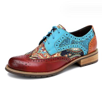 China British Style Womens Brogue Oxford Shoes Multi Colored Womens Leather Derby Shoes for sale