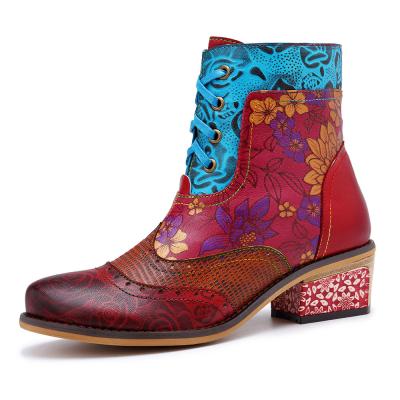 Китай Винтажные настоящие кожаные ковбойские ботинки, женские кожаные ботинки для лодыжек большой размер продается