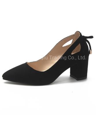 China Sapatos de roupa de couro para mulheres negras, altura de calcanhar de 3,5 polegadas. à venda