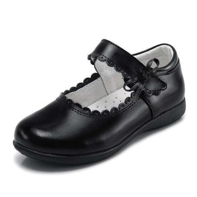 China 26-45 Black Leather School Shoes with Lace-up Closure Design en venta