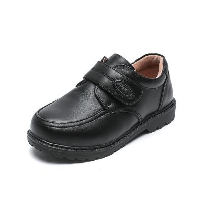China 26-45 Black Leather School Shoes with Flat Heel and Laces Made for sale