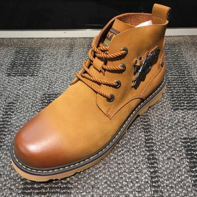 China OEM Mens Leather Casual Boots For Motorcycle , Platforms Heel High Top Slip On Sneakers for sale