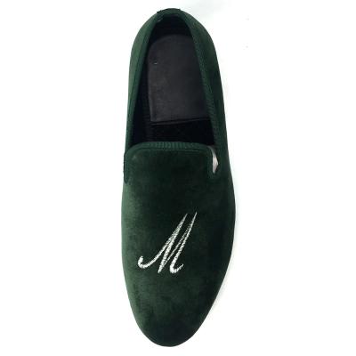 China Luxo Verde Homens Loafers de Veludo feito à mão Veludo Slip On Loafers à venda