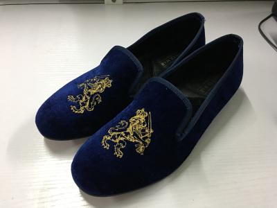 China Durable Mens Velvet Loafers Round Toe Mens Blue Suede Slip On Shoes for sale