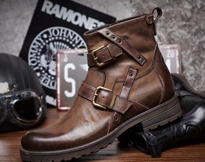 China Genuine Leather British Retro Mens Martin Boots / Trendy Chelsea Boots for sale