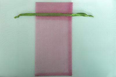 China Pink Organza Drawstring Pouch With Ribbon For Packaging Perfume for sale