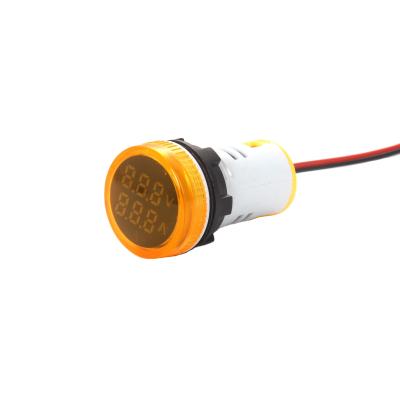 China 22mm 100A 50~500V round LED indicator voltmeter ammeter digital indicator signal lamp voltmeter ammeter lights tester for sale