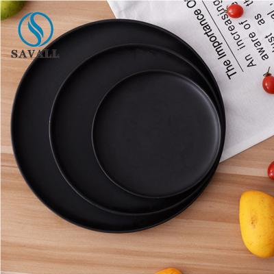 China Plant Black Round Porcelain Plates 6 Inch 8 Inch 10 Inch Microwoven Safety for sale