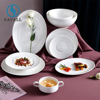 China Savall HoReCa Pure White Porcelain Dinnerware Sets Round PB Free for sale