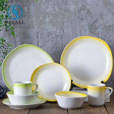 Chine Sécurité colorée cyan jaune transitoire de Microoven de vaisselle de porcelaine à vendre