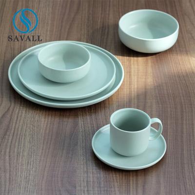 China Servicio de mesa irrompible coloreado minimalista verde de la porcelana del servicio de mesa 6pcs de la porcelana en venta