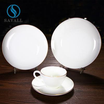 China Colored Porcelain Dinnerware Gold Trim 4pcs Ceramic Cup And Plate for sale