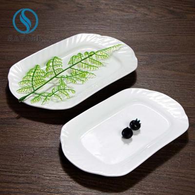 China OEM ODM White Ceramic Plates Tropical Style With No Metal Elements for sale