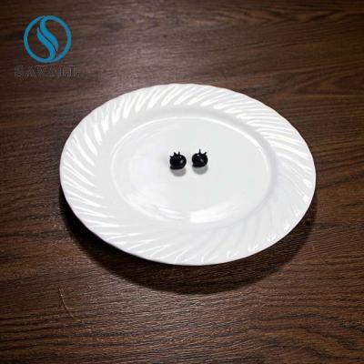 China Contemporary Transparent Glazed Threaded Porcelain Plates for sale