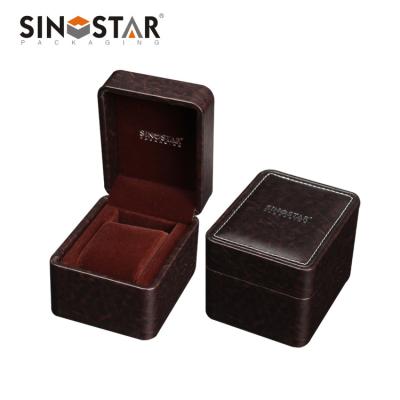 China Leather Clock Box with Beig Velvet Inside Material Top and Bottom Box/custom Packing for sale