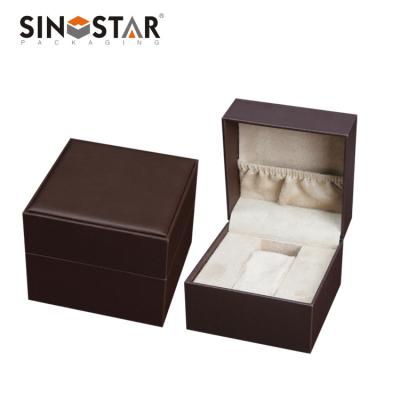 중국 Leather Watch Box with UV Surface Disposal Beig Velvet Inside Material OEM Order Accepted 판매용