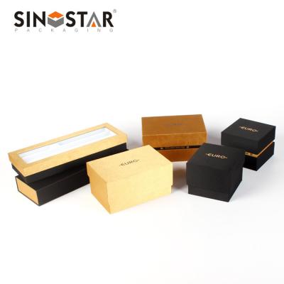China Custom Logo Plastic Watch Box with Custom Package Qty PU With Texture Inside Material en venta