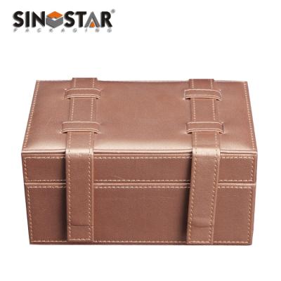 中国 Rectangular Shape Leather Jewelry Box Screen Printing Surface Finish Customized 販売のため