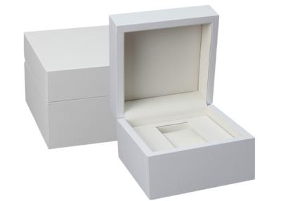China Custom White Wooden Watch Box PU Inside Material For Twist Watch Storage for sale