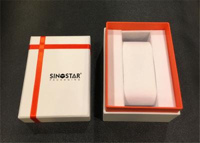 China White & Pink PPaper Watch Box Cardboard Covered Custom Logo For Gift Packaging for sale