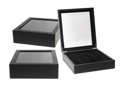 China Black Square Watch Storage Box Luxury Waterproof Velvet 12 Slots 330 X 200 X 90mm for sale