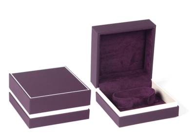 China Purple Plastic Jewelry Box Covered Velvet Material For Gift Packaging Custom Logo for sale
