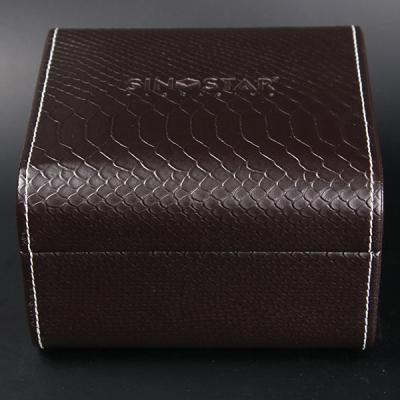 China Single Twist Brown Leather Watch Box Elegant Style Recyclable With Stitching for sale