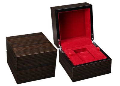China Handmade Mens Watch Display Case , Square Red Color Velvet Wooden Watch Case for sale