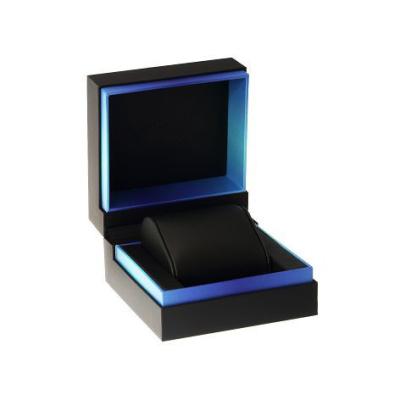 China Custom Plastic Watch Box Black + Blue Twist Packaging Box For Presentation Gift for sale